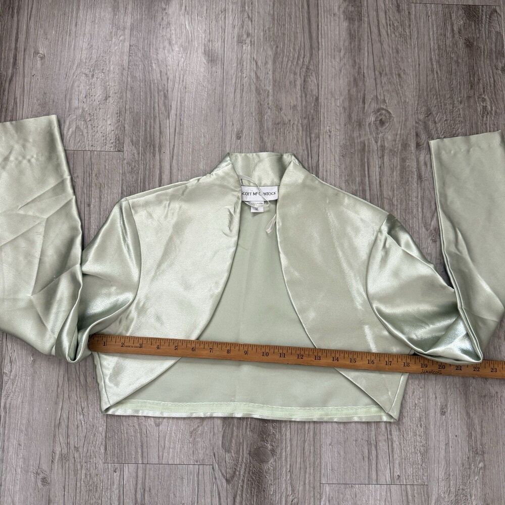 Vintage Scott McClintock Bolero Shrug Jacket Women’s 12 Sage Green Satin Glam - Picture 7 of 7